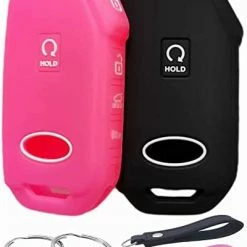 Discount ???? Silicone Rubber Key Fob Cover Compatible With 2022 2023 Kia Cadenza Forte Forte5 K5 NIRO Rio Seltos Sorento Soul Sportage Stinger Telluride (Black With Red Black With White) ⌛ -Car Seat Covers shop 41drd9198yL. AC