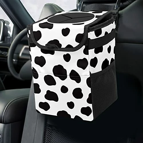 Flash Sale ???? Black And White Cow Print Car Trash Can With Lid Collapsible Reusable Waterproof Car Garage Bag,Automotive Garbage Can,Car Accessories Interior Car Organizer ???? 8 Flash Sale ???? Black And White Cow Print Car Trash Can With Lid Collapsible Reusable Waterproof Car Garage Bag,Automotive Garbage Can,Car Accessories Interior Car Organizer ???? - Image 6