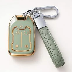 Best Sale ⭐ For GMC Key Fob Cover With Leather Lanyard, Car Key Case Shell Protection For 2019-2022 GMC Sierra 1500 2500HD 3500HD Terrain Acadia Smart Remote Control Protector, Black ???? -Car Seat Covers shop 41fH8TRS7oL. AC