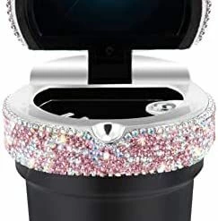 Promo ???? Car Ashtray Portable Bling Cigarette Smokeless Cylinder Cup Holder With Blue LED Light Indicator,Car Accessories For ???? Women,Ideal For Car,Home And Office,1 - Pack Black+White 1 -pack Purpl ???? -Car Seat Covers shop 41fKjenijL. AC