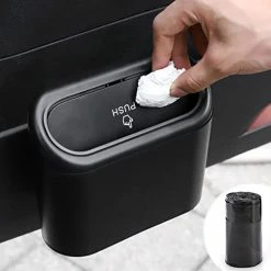 Budget ✨ Car Trash Can With Lid, Mini Auto Dustbin Garbage Organizer With One Roll Plastic Trash Bag, Automotive Garbage Container Bin For Vehicle, Home, Office Black, Black/red ✨ -Car Seat Covers shop 41fr3IUY9kL. AC