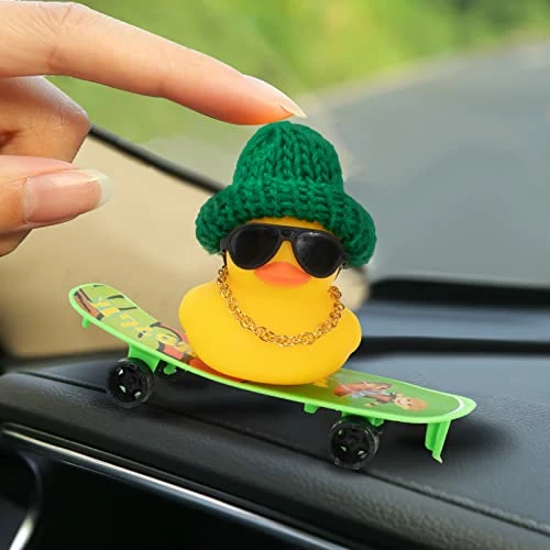Brand new ⌛ Car Duck Ornament Rubber Duck Car Dashboard Decoration For Car Dashboard Decoration Accessories With Mini Hat, Necklace, ???? Sunglasses, Chair Or Skateboard (D-Green) ???? 7 Brand new ⌛ Car Duck Ornament Rubber Duck Car Dashboard Decoration For Car Dashboard Decoration Accessories With Mini Hat, Necklace, ???? Sunglasses, Chair Or Skateboard (D-Green) ???? - Image 5