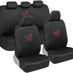 Budget ???? Blue Butterflies Car Seat Covers For ???? Women, Full Set With Steering Wheel Cover And Seat Belt Pads – Front And Rear Covers With Matching Embroidered Accessories, Fits Most Car Truck Van SUV Baby Blue Butterflies ???? -Car Seat Covers shop 41gbX6yMmJL. AC