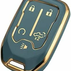 Budget ???? OFFCURVE Compatible With GMC Key Fob Cover Key Fob Case For Chevy Suburban Tahoe Terrain Acadia Yukon Silverado GMC Sierra 1500 2500HD 3500HD Car Accessories Smart Key Protector, Purple Black-gold ???? -Car Seat Covers shop 41gyAYiV0nL. AC