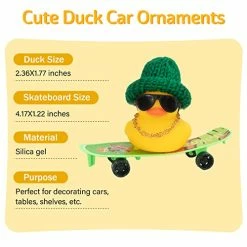 Brand new ⌛ Car Duck Ornament Rubber Duck Car Dashboard Decoration For Car Dashboard Decoration Accessories With Mini Hat, Necklace, ???? Sunglasses, Chair Or Skateboard (D-Green) ???? 20 Brand new ⌛ Car Duck Ornament Rubber Duck Car Dashboard Decoration For Car Dashboard Decoration Accessories With Mini Hat, Necklace, ???? Sunglasses, Chair Or Skateboard (D-Green) ???? -Car Seat Covers shop 41hP4C2ESjL