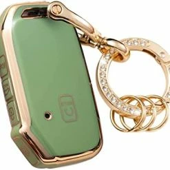 Deals ✨ For Kia Key Fob Cover Soft 3 4 5 Buttons TPU Protection Car Key Case Shell With Fashion Gold Bling Keychain Compatible With Kia Soul Forte Telluride K5/Seltos Niro Sportage Sorento Optima White ???? -Car Seat Covers shop 41hoefLctzL. AC
