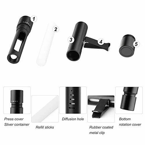 Hot Sale ???? 2 Packs Custom Car Vent Clip Cylindrical Essential Oil Car Diffuser Vent Clip With 12 Refill Sticks For Car, Office, Kitchen, Bathroom, Pet Houses 2pcs Black ???? 7 Hot Sale ???? 2 Packs Custom Car Vent Clip Cylindrical Essential Oil Car Diffuser Vent Clip With 12 Refill Sticks For Car, Office, Kitchen, Bathroom, Pet Houses 2pcs Black ???? - Image 5