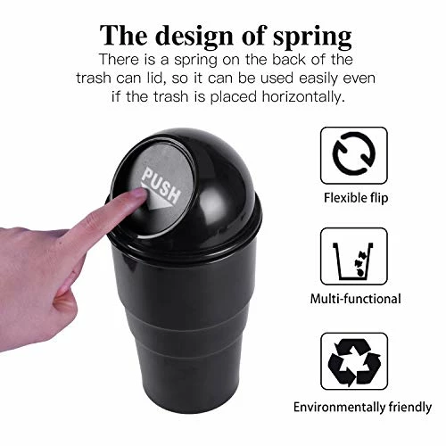 Buy ???? Mini Car Trash Can, Small Automatic Portable Trash Can With Lid, For Car Home Office (Black) Gray-1 Pack ???? 6 Buy ???? Mini Car Trash Can, Small Automatic Portable Trash Can With Lid, For Car Home Office (Black) Gray-1 Pack ???? - Image 4