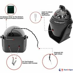Best Pirce ???? Boat Compass Dash Mount Flush - Boating Compass Dashboard Suction - Navigation Marine Compass Boats Surface Mount - Illuminated Dashboard Compass Ship - Electronic Sea Compass Blue ✔️ -Car Seat Covers shop 41iUlf19KYL