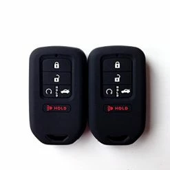 New ???? Silicone Key Fob Cover For Honda Accord Civic CR-V CRV Pilot Passport Insight EX EX-L Touring | Car Accessory | Key Protection Case - 2 Pcs (Black) ????