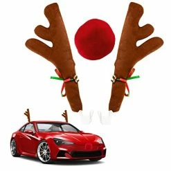 Outlet ???? FULLIVE Car Reindeer Antlers Nose, ❄ Christmas Window Roof-Top & Grill Rudolph Reindeer Kit Auto Jingle Bell Car Costume Holiday Decoration For Car SUV Van, Easy To Install ⭐