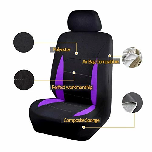 Promo ???? Car Seat Covers Front Seats Rear Bench Polyester Car Seat Protectors Easy Installations Rear Bench Split Classic Man Lady Truck (Full Set -- Low Back, Black Purple)… ???? 3 Promo ???? Car Seat Covers Front Seats Rear Bench Polyester Car Seat Protectors Easy Installations Rear Bench Split Classic Man Lady Truck (Full Set -- Low Back, Black Purple)… ????