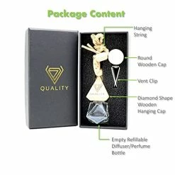 Best Sale ???? V-Quality Empty 7ml Refillable Car Aromatherapy Essential Oil Diffuser Freshener Decor Accessories - Clear Glass Bottle With Wooden Caps - Vent Clip - And Hanging String (Smart 2-In-1 Design)-Bundle ???? -Car Seat Covers shop 41kEfsmkCZL
