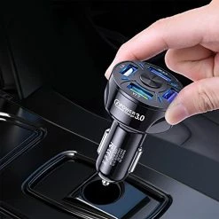 Wholesale ⌛ Car Charger Adapter, 4 Ports USB Fast Car Charger QC3.0, Quick Car Phone Charger With LED Light Display, Compatible With IPhone 12 Pro Max/11 Pro/XS/XR, Galaxy S20 Ultra And More (Black) ❤️ -Car Seat Covers shop 41lh8oX9OCL