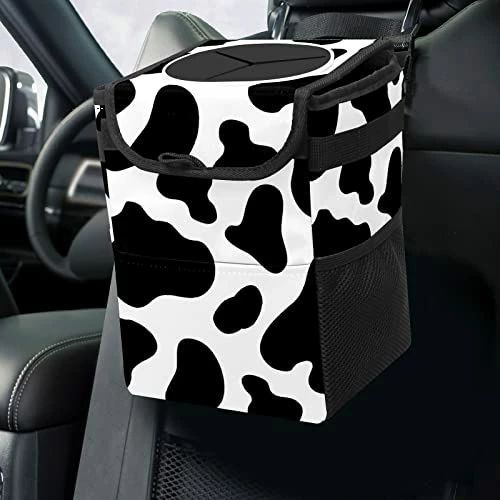 Flash Sale ???? Black And White Cow Print Car Trash Can With Lid Collapsible Reusable Waterproof Car Garage Bag,Automotive Garbage Can,Car Accessories Interior Car Organizer ???? 11 Flash Sale ???? Black And White Cow Print Car Trash Can With Lid Collapsible Reusable Waterproof Car Garage Bag,Automotive Garbage Can,Car Accessories Interior Car Organizer ???? - Image 9