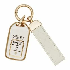 Hot Sale ???? For Honda Key Fob Cover With Leather Keychain, Soft TPU Full Cover Protection Key Fob Case For Honda Accord Civic CRV Pilot Odyssey Passport Smart Remote Key ✔️