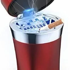 Brand new ???? Car Ashtray, Auto Ashtray Cigar Electronic Cigarette Lighter Detachable Solar Powered / USB Rechargeable With Lid Blue LED Light For Most Car Cup Holder Home Office (Black) ???? -Car Seat Covers shop 41mldIlJinL. AC