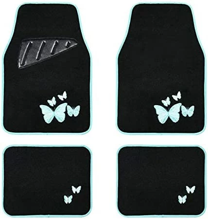 Cheapest ⭐ Universal Fit Butterfly Carpet Car Floor Mats With Heel Pad Fit For Sedan, SUVs, Truck, Vans Set Of 4 (Black And Pink) Black & Min ???? 4 Cheapest ⭐ Universal Fit Butterfly Carpet Car Floor Mats With Heel Pad Fit For Sedan, SUVs, Truck, Vans Set Of 4 (Black And Pink) Black & Min ???? - Image 3