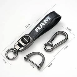 Brand new ???? Genuine Leather Car Keychain Suit For Dodge RAM 1500 2500 3500 Key Chain Keyring Family Present For Man And ???? Woman(Black) ????