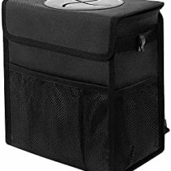 Coupon ???? Car Trash Can Leak Proof Car Trash Bin Waterproof Car Garbage Can With Lid For SUV Front Seat Multipurpose Car Hanging Bag For Headrest Collapsible And Portable With Storage Mesh Pocket, Black ???? -Car Seat Covers shop 41nU2bGJ4L. AC