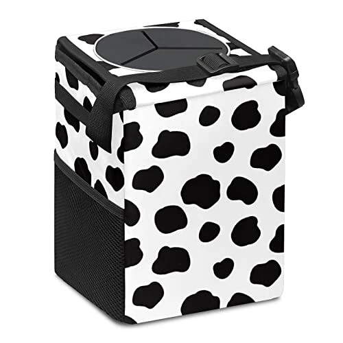 Flash Sale ???? Black And White Cow Print Car Trash Can With Lid Collapsible Reusable Waterproof Car Garage Bag,Automotive Garbage Can,Car Accessories Interior Car Organizer ???? 4 Flash Sale ???? Black And White Cow Print Car Trash Can With Lid Collapsible Reusable Waterproof Car Garage Bag,Automotive Garbage Can,Car Accessories Interior Car Organizer ???? - Image 2