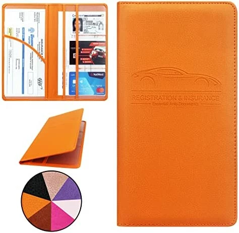 Outlet ???? Car Registration And Insurance Holder, Premium Pu Leather Vehicle Glove Box Organizer, Prefect Car Essentials Wallet For Driver License, Cards & Essential Documents (Orange) ???? 11 Outlet ???? Car Registration And Insurance Holder, Premium Pu Leather Vehicle Glove Box Organizer, Prefect Car Essentials Wallet For Driver License, Cards & Essential Documents (Orange) ???? - Image 9