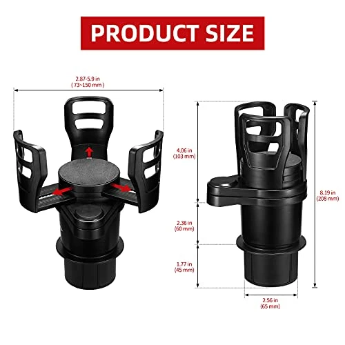 Cheapest ???? 2 In 1 Multifunctional Car Cup Holder Expander Adapter With Adjustable Base,All Purpose Car Cup Holder And Organizer For Snack Bottles Cups Drinks… Black-1 ❤️ 4 Cheapest ???? 2 In 1 Multifunctional Car Cup Holder Expander Adapter With Adjustable Base,All Purpose Car Cup Holder And Organizer For Snack Bottles Cups Drinks… Black-1 ❤️ - Image 2