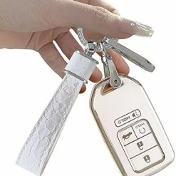 Cheap ???? Key Fob Cover ，Two Different Materials Keychain Accessories，5 Colors TPU Key Cover .for Honda Accord Civic Etc Smart Key 。 (White-A) ❤️ -Car Seat Covers shop 41s9r7orunL. AC