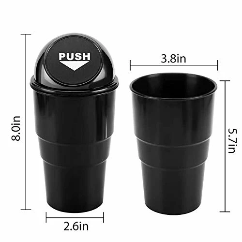 Buy ???? Mini Car Trash Can, Small Automatic Portable Trash Can With Lid, For Car Home Office (Black) Gray-1 Pack ???? 4 Buy ???? Mini Car Trash Can, Small Automatic Portable Trash Can With Lid, For Car Home Office (Black) Gray-1 Pack ???? - Image 2