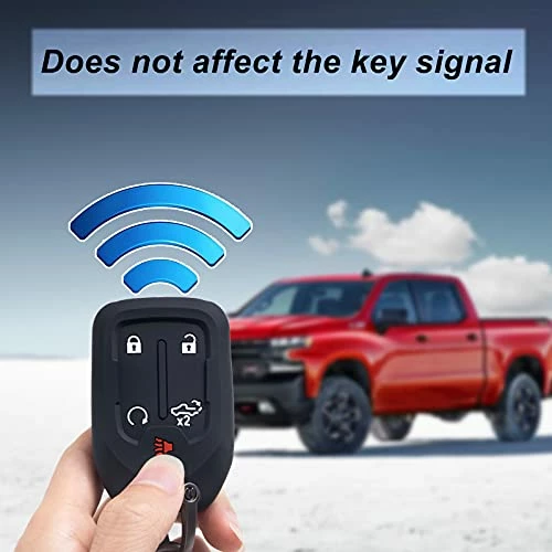 Budget ???? 2PCS Smart Key Fob Case Cover Compatible With 2019 2020 2021 2022 Chevrolet Chevy Silverado And GMC Sierra 1500 2500HD 3500HD Accessories Silicone Black Remote Key Chain Protector (5 Button) (black+blue)with White Botton ✔️ 7 Budget ???? 2PCS Smart Key Fob Case Cover Compatible With 2019 2020 2021 2022 Chevrolet Chevy Silverado And GMC Sierra 1500 2500HD 3500HD Accessories Silicone Black Remote Key Chain Protector (5 Button) (black+blue)with White Botton ✔️ - Image 5