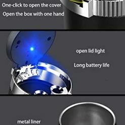 Budget ???? Car Ashtray With Lid Smell Proof,Portable Ashtray For Car,Easy Clean Up Detachable Stainless Car Ashtray With Lid Blue Led Light For Most Car Cup Holder (silver) ???? -Car Seat Covers shop 41vL5N5k2DL