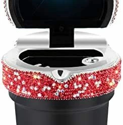 Promo ???? Car Ashtray Portable Bling Cigarette Smokeless Cylinder Cup Holder With Blue LED Light Indicator,Car Accessories For ???? Women,Ideal For Car,Home And Office,1 - Pack Black+White 1 -pack Purpl ???? -Car Seat Covers shop 41vMel2ERL. AC
