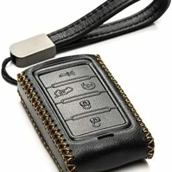 Coupon ???? Vitodeco Genuine Leather Smart Key Fob Case Compatible With Jeep Wagoneer, Jeep Grand Wagoneer, Jeep Grand Cherokee 2022 (5-Button, Black) ???? -Car Seat Covers shop 41xTCLsURvL. AC