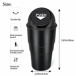 Best deal ✔️ Car Garbage Can With Lid, Leakproof Vehicle Automotive Cup Holder Car Trash Can , Small Trash Bin For Automotive Office Home Kitchen(Black, 1) ????