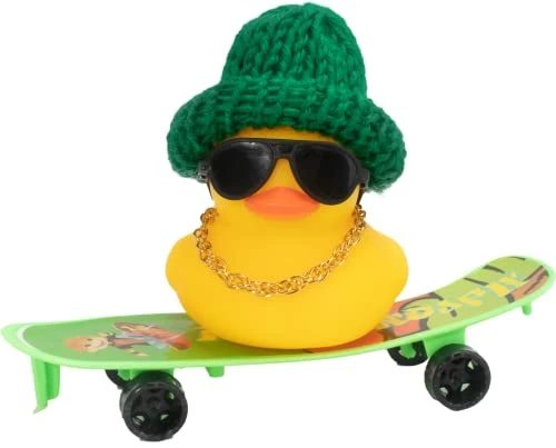 Brand new ⌛ Car Duck Ornament Rubber Duck Car Dashboard Decoration For Car Dashboard Decoration Accessories With Mini Hat, Necklace, ???? Sunglasses, Chair Or Skateboard (D-Green) ???? 3 Brand new ⌛ Car Duck Ornament Rubber Duck Car Dashboard Decoration For Car Dashboard Decoration Accessories With Mini Hat, Necklace, ???? Sunglasses, Chair Or Skateboard (D-Green) ????