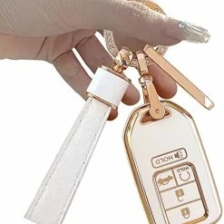 Cheap ???? Key Fob Cover ，Two Different Materials Keychain Accessories，5 Colors TPU Key Cover .for Honda Accord Civic Etc Smart Key 。 (White-A) ❤️ -Car Seat Covers shop 41zcbG42YvL. AC
