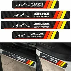 Discount ???? Tricolor Door Sill Protectors For Toyota Tacoma 4Runner Tundra Rav4 Highlander Sequoia Accessories, Carbon Fiber Front/Rear Door Sill Plate Guard, Retro Stripe Door Entry Guard Stickers(4 Pcs) White/light Gray/black ???? -Car Seat Covers shop 51 3S3utJsL. AC