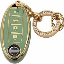 Cheapest ???? For Nissan Key Fob Cover 5Buttons TPU Protection Car Key Case Shell With Fashion Gold Bling Keychain Compatible With Nissan Altima Maxima Murano Rogue Sentra 370z Pathfinder White Black 4 Buttons ⭐ -Car Seat Covers shop 51 BBsrqdxL. AC