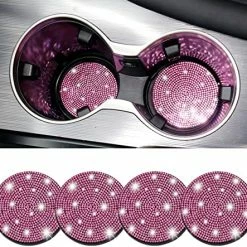 Budget ✨ SINGARO Bling Cup Holder Coasters For Car, 2PCS Universal Non-Slip Cup Holder, Embedded Decorative Coasters, Shiny Crystal Car Interior Accessories Gifts For ???? Women (White) 4pcs Blue ⭐ -Car Seat Covers shop 51 LP9ToqtL. AC