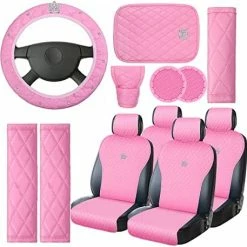 New ???? Tallew Pink Car Accessories Set Car Seat Covers Full Set Steering Wheel Cover Headrest Cover Center Console Pad Cup Cup Holders Seat Belt Pads Gear Cover For ???? Women Girl Car Interior Decor (Front Set) ???? 19 New ???? Tallew Pink Car Accessories Set Car Seat Covers Full Set Steering Wheel Cover Headrest Cover Center Console Pad Cup Cup Holders Seat Belt Pads Gear Cover For ???? Women Girl Car Interior Decor (Front Set) ???? -Car Seat Covers shop 51 taf6403L. AC