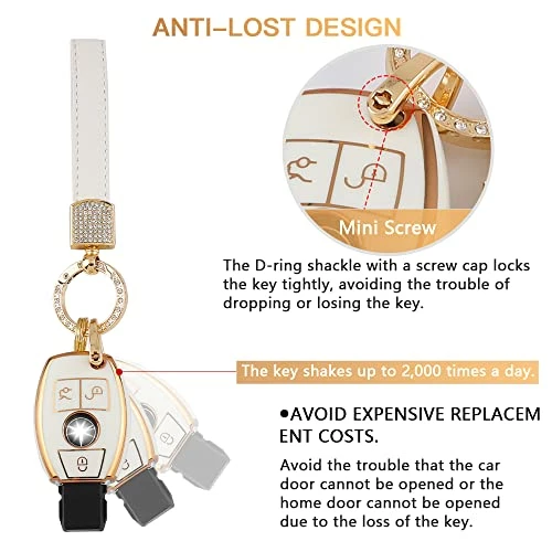 Wholesale ???? For Mercedes Key Fob Cover Fit Benz C E G M Class GLC GLE GLS CLA CLS Accessories Car Keychain Bling Case Shell Protector Girly Cute White Gold TPU ❤️ 6 Wholesale ???? For Mercedes Key Fob Cover Fit Benz C E G M Class GLC GLE GLS CLA CLS Accessories Car Keychain Bling Case Shell Protector Girly Cute White Gold TPU ❤️ - Image 4