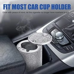 Discount ???? Bling Ashtray For Car, Portable Car Ashtray With Lid, Smokeless Ashtray Detachable Car Cigarette Ashtray, Mini Car Trash Crystal Diamond Car Ashtray For Cup Holder Home Office Travel (Silver) ???? -Car Seat Covers shop 510TvyoUidL