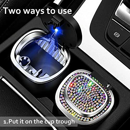 Best Pirce ✨ Bling Car Cigarette Ashtray Air Outlet Ashtray Auto Car Ashtray With Lid Blue LED Light Indicator Smokeless Ash For ???? Women Auto Car Cup Holder(Multi) ???? 3 Best Pirce ✨ Bling Car Cigarette Ashtray Air Outlet Ashtray Auto Car Ashtray With Lid Blue LED Light Indicator Smokeless Ash For ???? Women Auto Car Cup Holder(Multi) ????