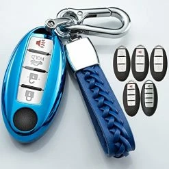 Top 10 ???? Compatible With Nissan Key Fob Cover With Leather Keychain Soft TPU 360 Degree Protection Key Case For Altima Maxima Rogue Armada Pathfinder Smart Key 3 4 5-Button,Red ⭐ -Car Seat Covers shop 511OtqUm50L. AC
