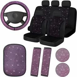 Best reviews of ✨ 15 Pieces Bling Velvet Fabric Car Seat Covers Full Set Black Bling Car Accessories For ???? Women,Diamond Steering Wheel Cover Rhinestone Crystal Seat Belt Cover, Center Console Pad Universal Car Deco ???? -Car Seat Covers shop 511aT5YBeKL. AC