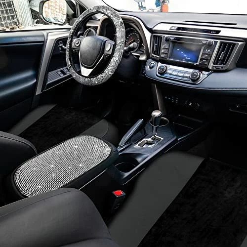 Promo ⌛ Frienda 13 Pack Bling Car Seat Covers Set Car Diamond Accessories Rhinestone Crystal Steering Wheel Cover, Bling Velvet Breathable Seat Cover, Glitter Center Console Pad Universal Car Interior White ???? 8 Promo ⌛ Frienda 13 Pack Bling Car Seat Covers Set Car Diamond Accessories Rhinestone Crystal Steering Wheel Cover, Bling Velvet Breathable Seat Cover, Glitter Center Console Pad Universal Car Interior White ???? - Image 6