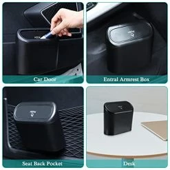 Budget ✨ Car Trash Can With Lid, Mini Auto Dustbin Garbage Organizer With One Roll Plastic Trash Bag, Automotive Garbage Container Bin For Vehicle, Home, Office Black, Black/red ✨ -Car Seat Covers shop 512pPVb8yfL