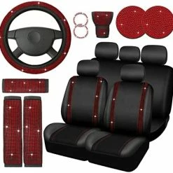 Best Sale ❤️ Bling Car Seat Covers Set Car Diamond Accessories With Shiny Bling Car Seat Covers Bling Steering Wheel Cover Seat Belt Pads Glove Glitter Center Pad Cup Drill Rings Universal Car (Silver, Front Seat) ???? -Car Seat Covers shop 512tFitqBaL. AC