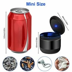 Best deal ⭐ Car Ashtray, Detachable Portable Ashtray With Blue LED Light And Lid, Stainless Cigarette Ashtray For Vehicles Cup Holder Car Accessories Or Indoor Outdoor Travel Use (Mini Size, Black) Gr ???? -Car Seat Covers shop 5132n3XiYOL
