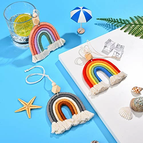 Cheap ✨ 3 Pieces Boho Rainbow Car Charm Macrame Wooden Beads Mirror Hanging Accessories Essential Oil Car Diffuser Colorful Air Freshener Decor Home Wall Hanging Decoratio ???? 4 Cheap ✨ 3 Pieces Boho Rainbow Car Charm Macrame Wooden Beads Mirror Hanging Accessories Essential Oil Car Diffuser Colorful Air Freshener Decor Home Wall Hanging Decoratio ???? - Image 2